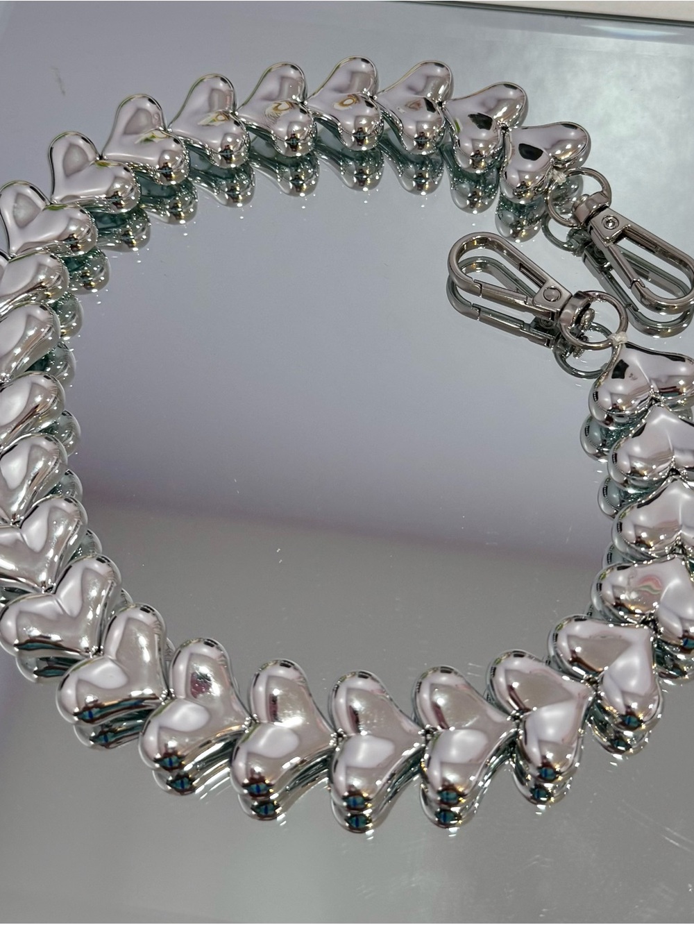 New Silver Heart Bag Chain 18 inches